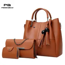 3 pçs/set Borlas Cadeia Mulheres Bolsa de Ombro Grande Capacidade PU Cartão Bolsas de Embreagem Conjunto Composto Bolsas Feminina para Senhoras 2018