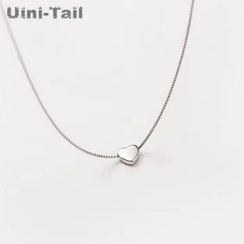 

Uini-Tail hot new 925 sterling silver simple cute Heart necklace Korean fashion tide flow small fresh set chain high quality