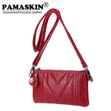 PAMASKIN Women Wristlets Day Clutch Phone Bag 2018 New Arrival Luxury Genuine Leather Female Messenger Bags Ladies Crossbody Bag