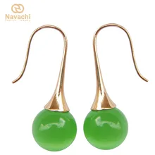 Navachi зеленый шар опал желтый мотаться падение крюк Серьги smt1570
