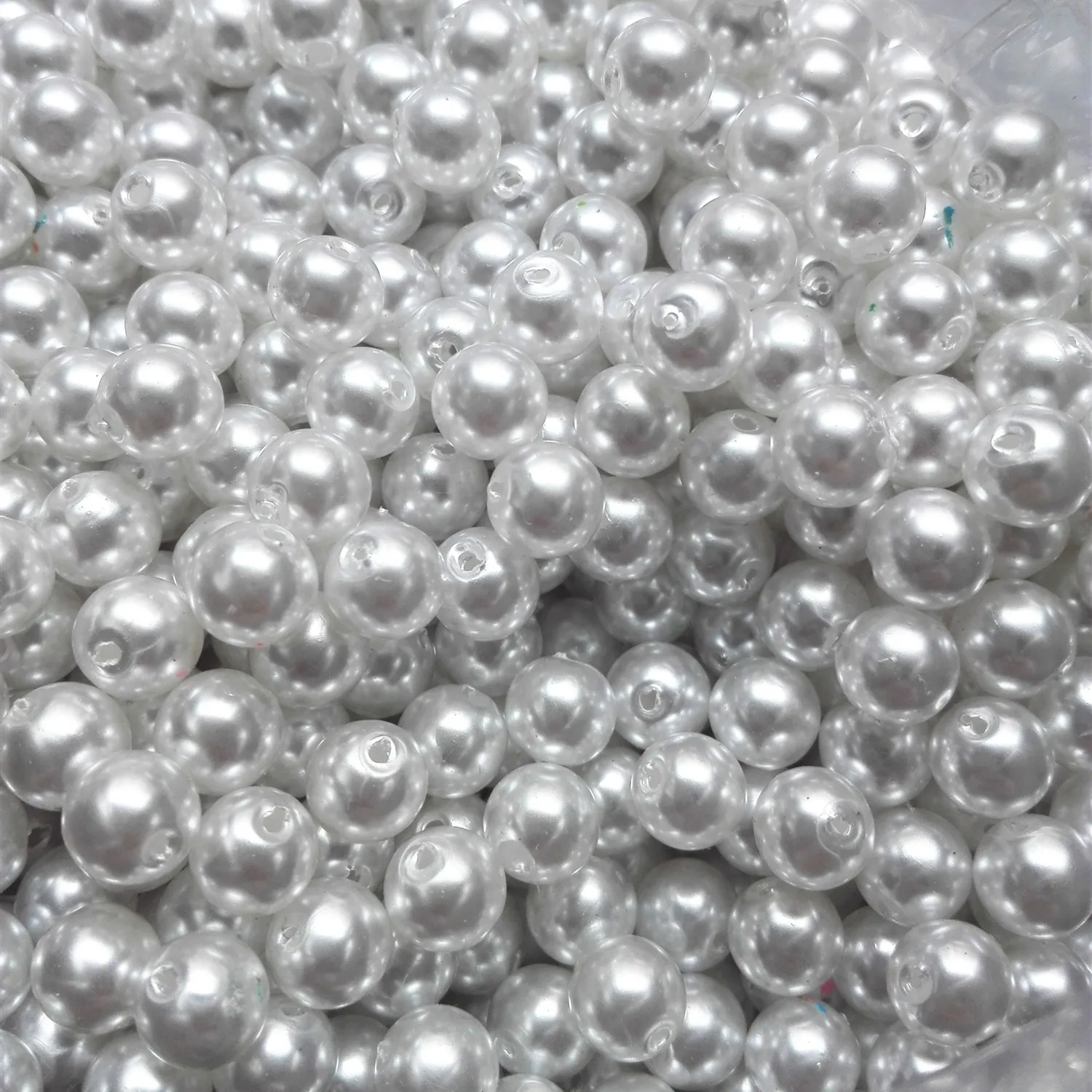 

White Imitation Pearl Loose Bead Jewelery Findings Plastic Glass Pearl DIY Handmade Beads Accessory with Hole 8MM 50pcs