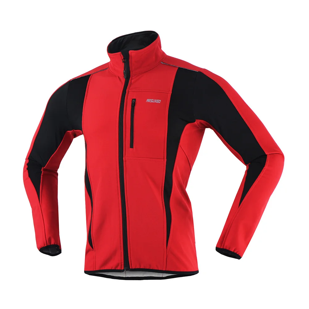 ARSUXEO, теплая велосипедная куртка, зимняя, теплая, для шоссейного велосипеда, одежда, ветронепроницаемая, водонепроницаемая, мягкая, оболочка, пальто, MTB, для езды на велосипеде, Джерси - Цвет: 15KUS red