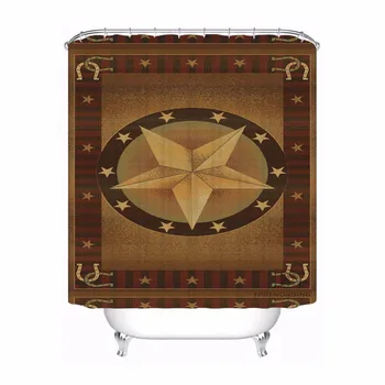 

Custom TEXAS Five-pointed star Bathroom Acceptable Shower Curtain Polyester Fabric Bathroom Curtain #180320-01-166