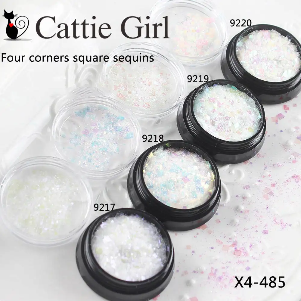 

1box 1+2+3mm Four Corners Square Sequins+Mix Glitter Nail Glitter Makeup Glitter Nail Art Powder Dust Nail Decorations