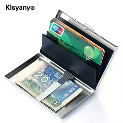 Klsyanyo нержавеющая сталь серебристого металла банк ID Card Case Box для мужчин женщин бизнес кредитной держатель для карт чехол бумажник