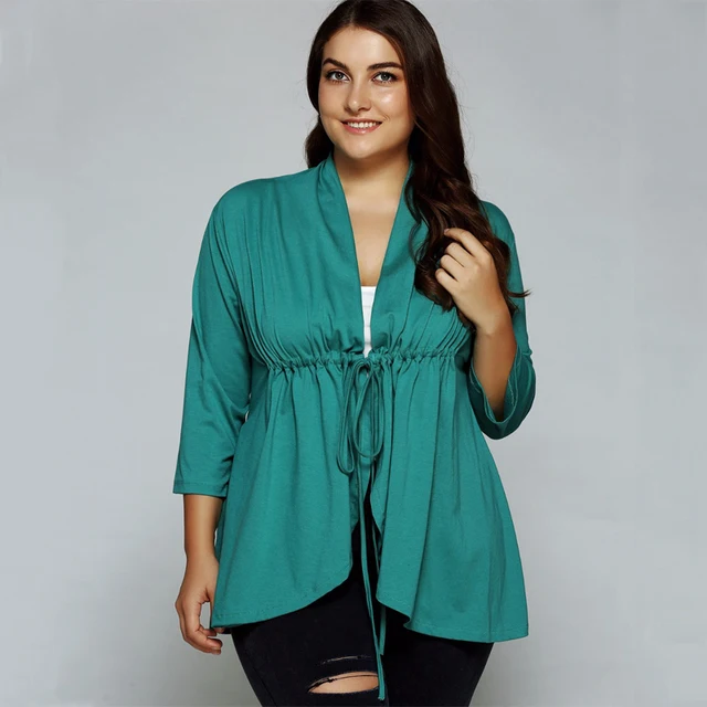 large size 2018 summer blouses women green 3 4 sleeve shirt elegant green blouse plus size