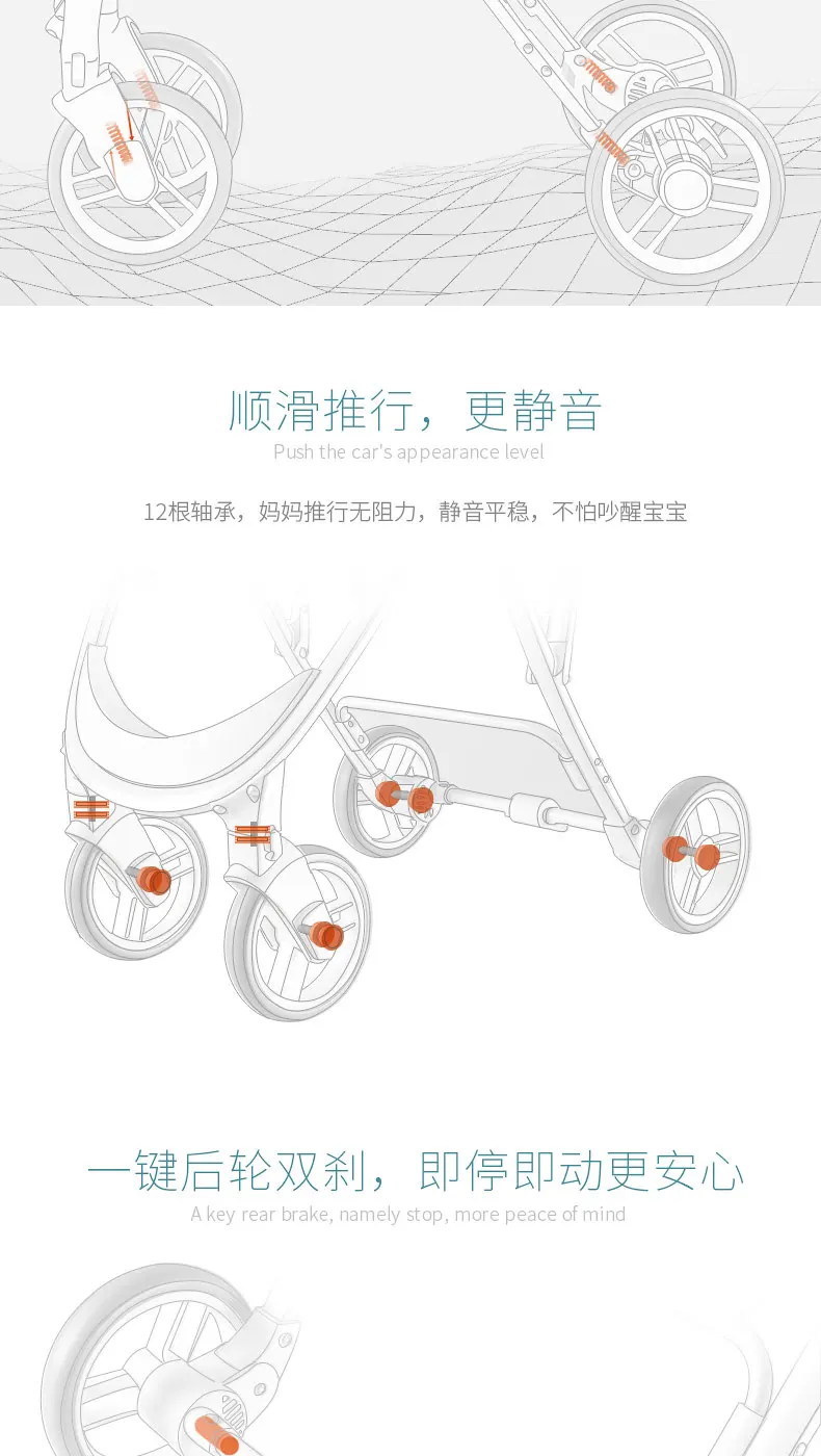 Светильник для детской коляски с зонтиком, с высоким ландшафтом, может лежать, складывается, переносная детская коляска, детская коляска
