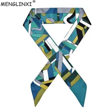 Роскошный брендовый женский шелковый шарф, модный геометрический клетчатый головной шарф для женщин, шелковый шарф