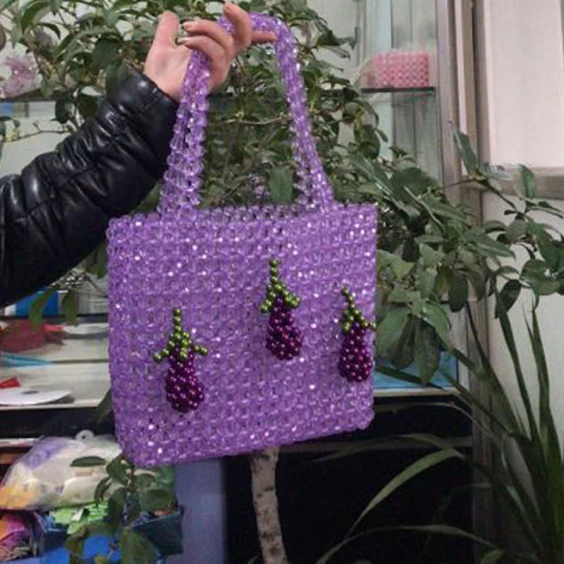 

Handbag Pearl Decoration Vegetable Eggplant Hanging Decoration Knitting Ins Super Pearl Bag