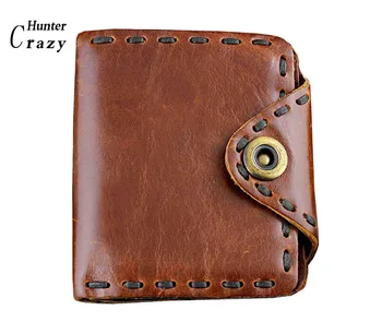 

Stitching Style Retro Genuine Oiled Leather Men's Hasp Wallet