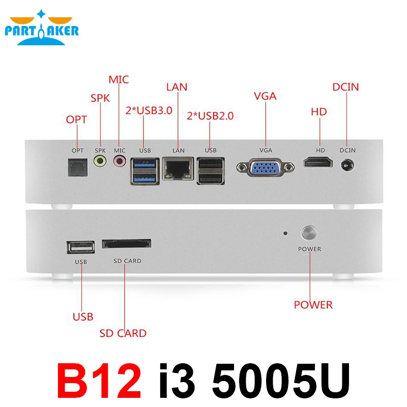 

Fanless Barebone i3 Mini PC Win10 3 Years Warranty Nuc Computer Intel Core i3 5005U 4K HTPC TV Box DHL Free Shipping