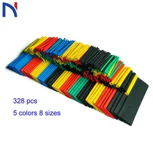 328 pçs/set sleeving envoltório fio carro kits de tubo de cabo elétrico tubo de psiquiatra calor poliolefin 8 tamanhos cor misturada