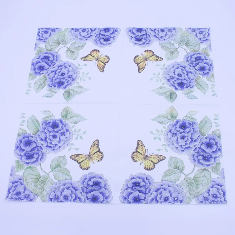[Rainloong] Бабочка Бумага салфетки с цветочных растений для вечерние декоративная ткань декупаж servilleta 33*33 см 20 шт./упак./лот