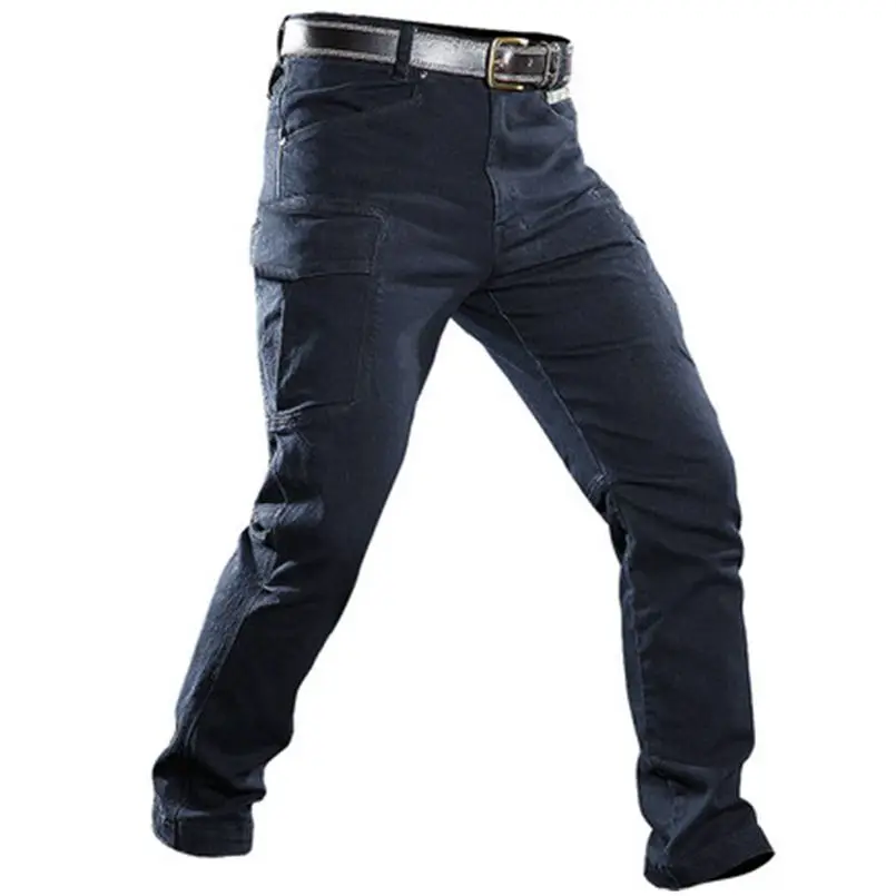 Мужские военные армейские карго джинсы, тактические армейские брюки, мужские повседневные мотоциклетные джинсы, байкерские джинсы, Стрейчевые штаны с несколькими карманами
