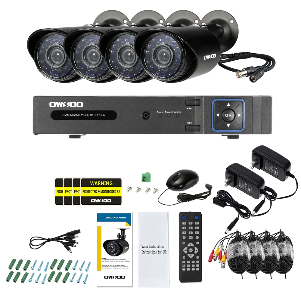 OWSOO 4CH 1080P 5-в-1 цифровой видео Регистраторы+ 4*720P AHD камера ...