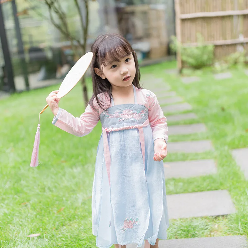 

Chinese Style Autummn Spring Floral Princess Girls Dresses Vintage Embroidery Dress For Toddler Girl Long Sleeve Baby Clothing