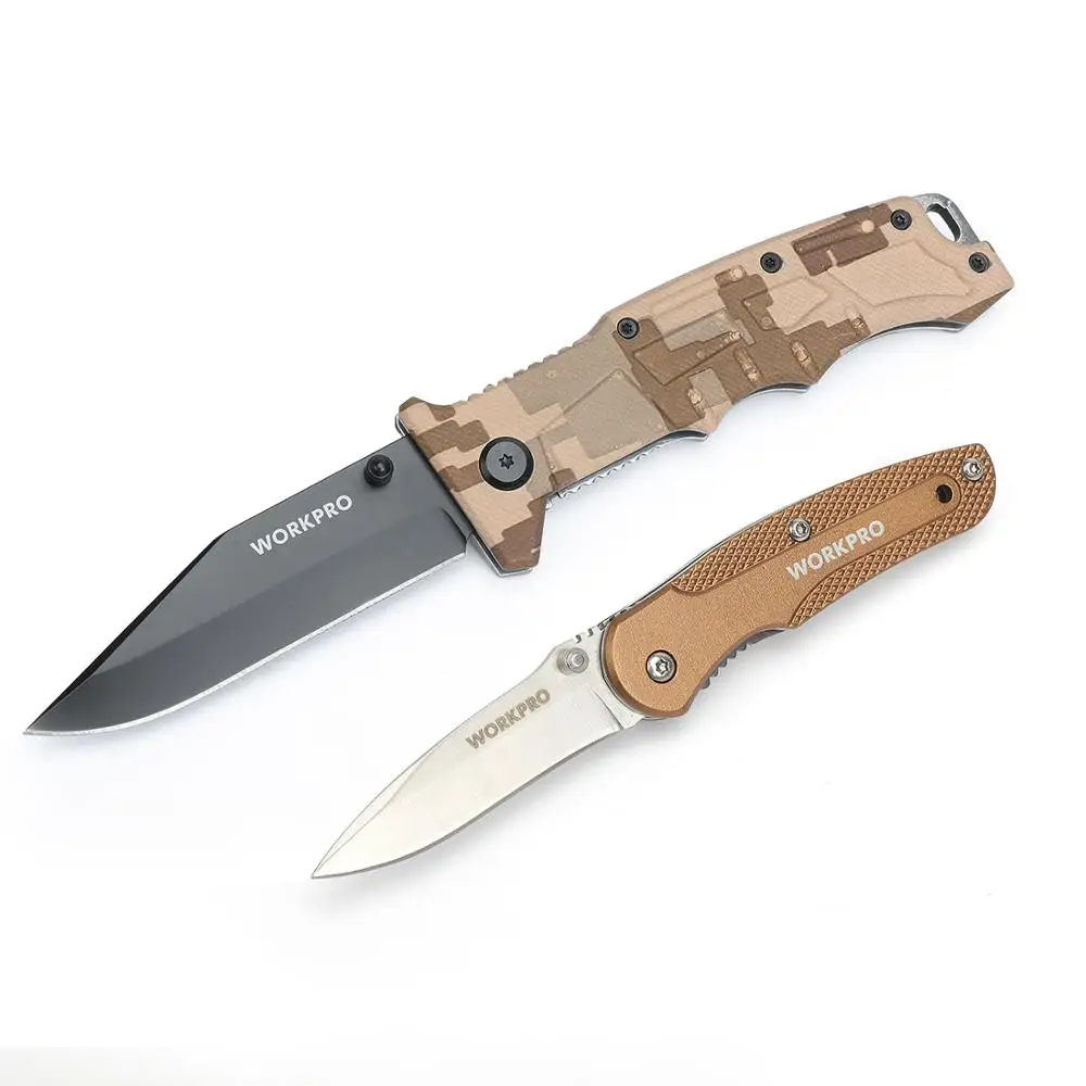 Online WORKPRO 2PC Piegante Knifves Desert Camo Set di Coltelli di Campeggio Esterna Coltelli