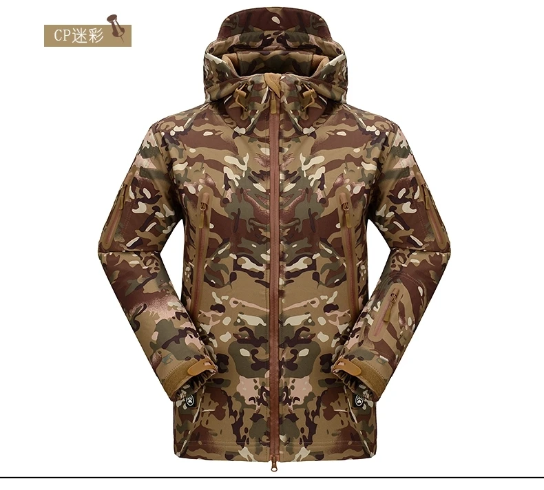 Winter multicam hunting waterproof windproof softshell jacket,fleece inside.+Free shippingin