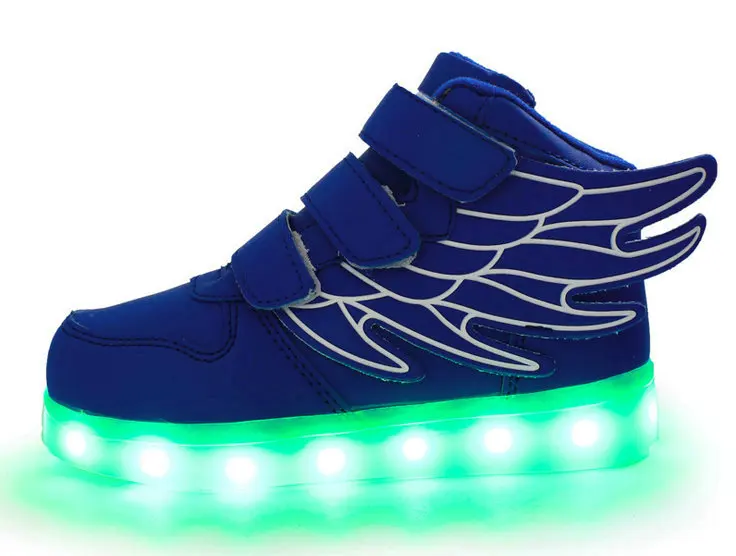 Новинка яркая Клубная обувь светодиодный флэш-память USB зарядка детская обувь из PU искусственной кожи, для детей Для мальчиков и девочек для отдыха спортивные туфли размер 25-37WEIDA - Цвет: Синий