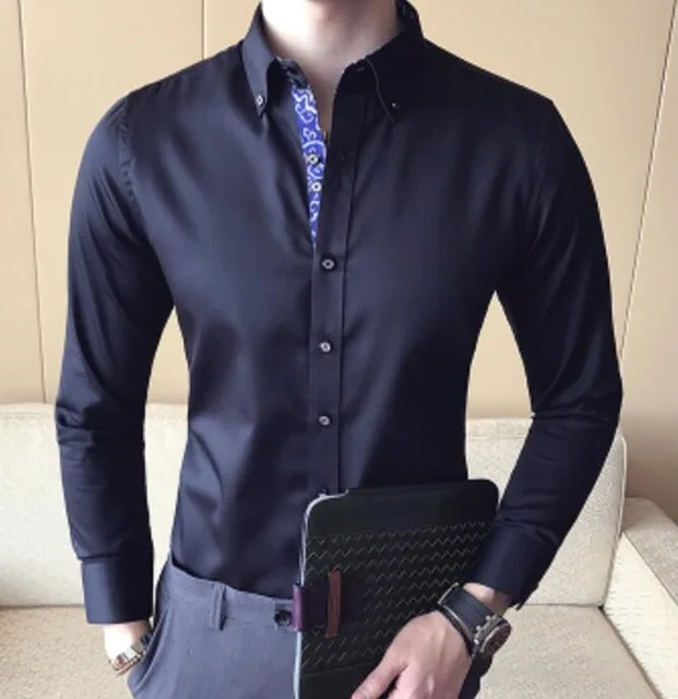 FreedomMen Casual Long Sleeve Autumn Slim Printed Lapel Shirts FreedomMen Casual Long Sleeve Autumn Slim Printed Lapel Shirts