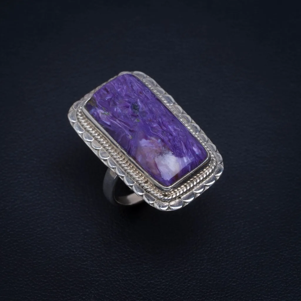 

Natural Charoite Handmade Unique 925 Sterling Silver Ring 5.75 AU0175