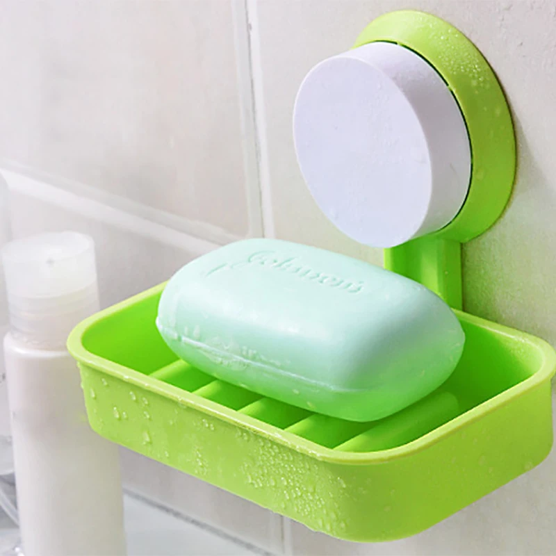 New Soap Dish Strong Suction Cup Wall Tray Holder Soap Storage Box For Bathroom Shower Tool