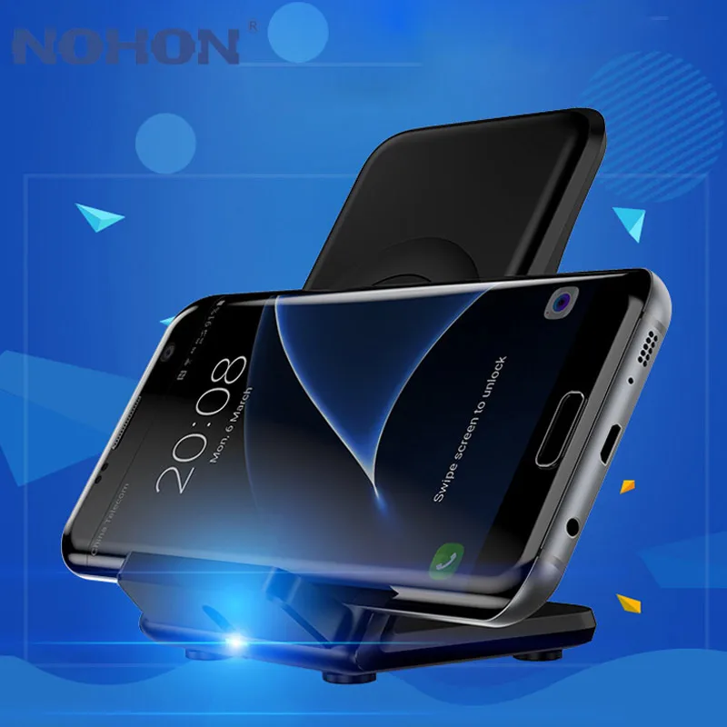 nohon Беспроводной стенд Зарядное устройство Подставка для Samsung S8 S7 S6 Примечание 5 LG Nexus 5 7 4 6 Nokia HTC Sony универсальный+ быстрая зарядка кабель