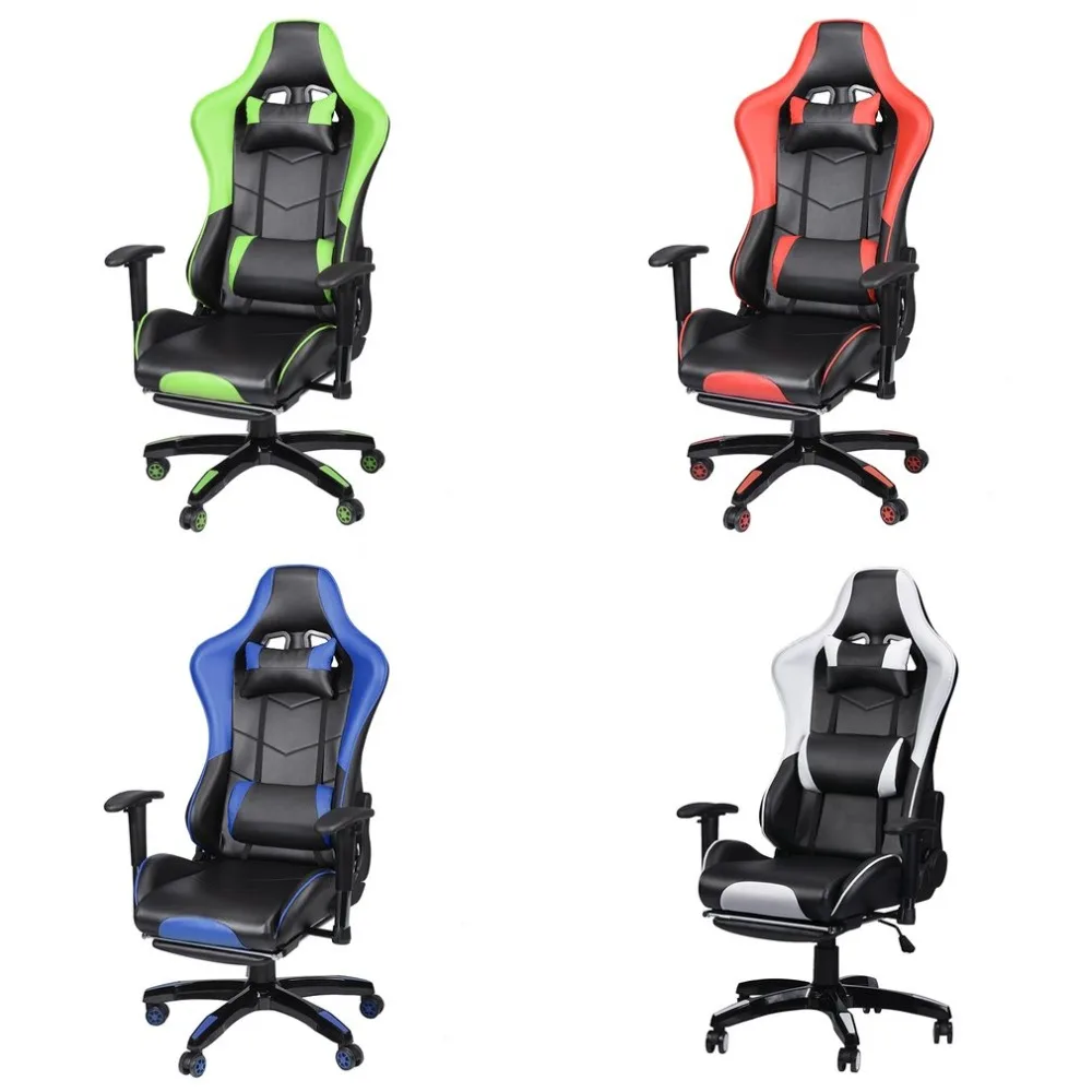 

Racing Gaming Office Chair Computer Desk 360 Degree Chair Adjustable Seat & Armrests Height Backrest Recline Retractable Leg