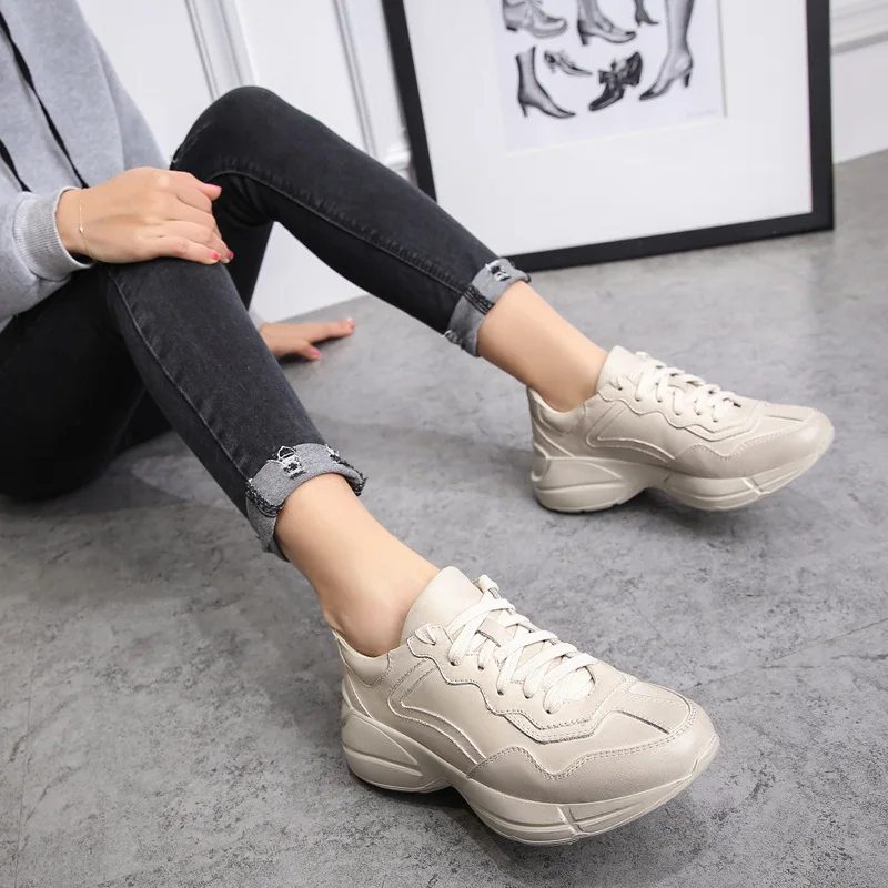 Véritable En Femme Classiques Beige La Avec Casual Chaussures Plein Marche Old 2018 Plus De Cuir Flats Ne Vieux Marque Ggob do Beige Taille Plat Air Femmes qnvztxwv07