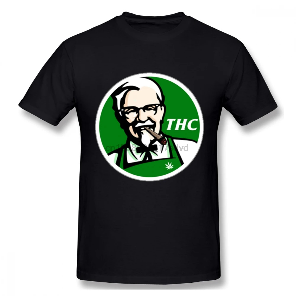 

Anime For Male KFC PARODY THC Weed T Shirt Funny Unique Design Round Collar For Man Tees