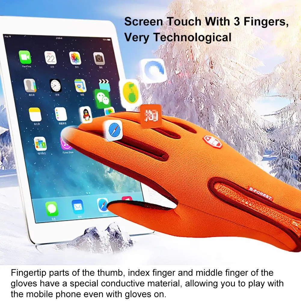 Уличные противоскользящие перчатки для сенсорного экрана мужские ветрозащитные перчатки для верховой езды женские спортивные перчатки с полным пальцами зимние теплые флисовые перчатки