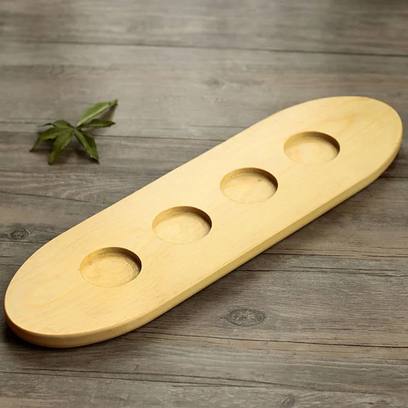 

Round Hole Sushi Plate White Wooden Pallet Elliptic Container with The Circle of Japanese Cuisine Tableware Snack Plate