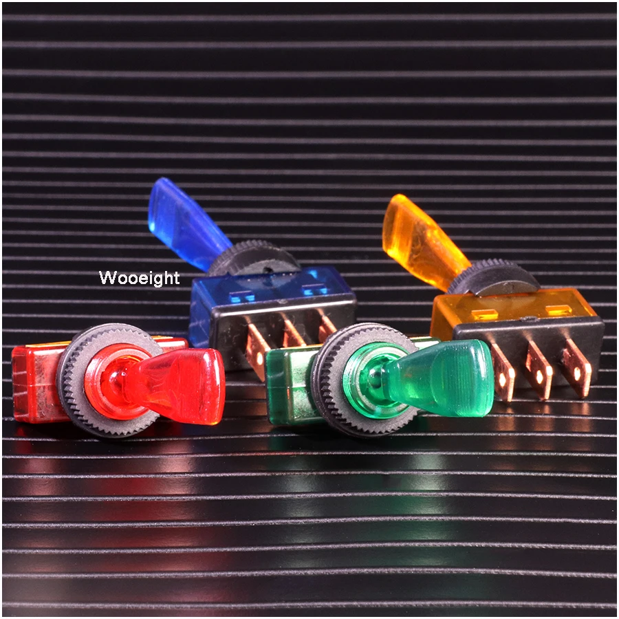 Wooeight Automotive Toggle Switch 2 Pin ON-OFF With Lamp 12V 20A ASW-13D LED Light Switch 4 Colors (5)