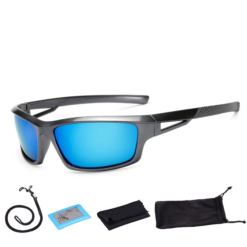Новые спортивные поляризационные солнцезащитные очки для рыбалки для мужчин и женщин, очки ночного видения для вождения, походные солнцезащитные очки для кемпинга, 9 цветов - Цвет: F04 with bag