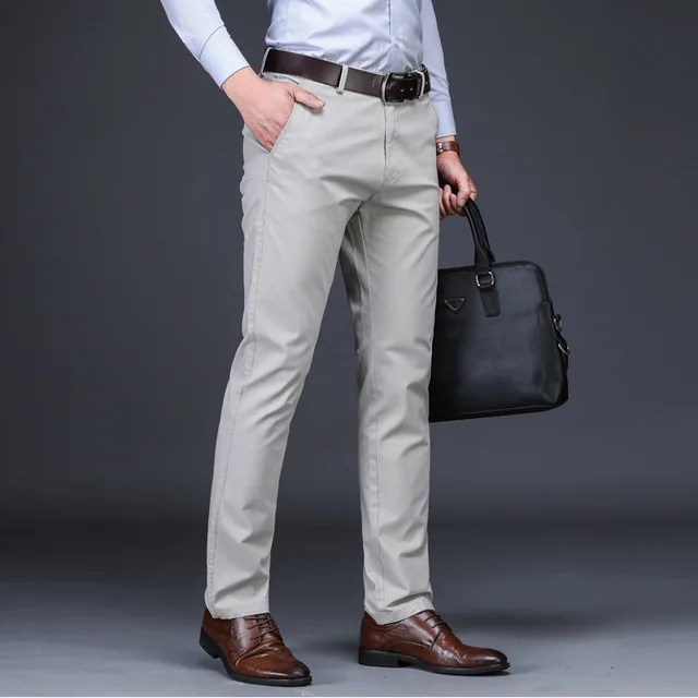 ICPANS мужской костюм брюки длина классические мужские брюки облегающие брюки офисный костюм брюки мужские s красный плюс размер 44 42 40 - Цвет: 956 beige