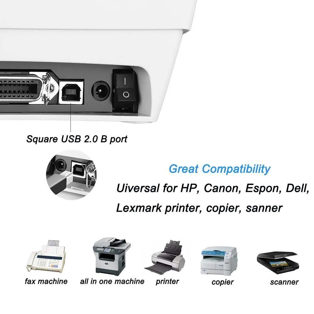 LBSC USB кабель для принтера type A Male to B Male сканер Gold USB 2,0 кабель для печати для Canon Epson hp кабель USB для принтера 2,0