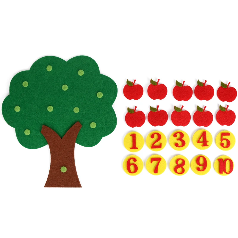  27x24cm Felt Cloth Apple Tree For Children Early Teaching Kids by Hands Learn the Digital Correspon - 32858752924