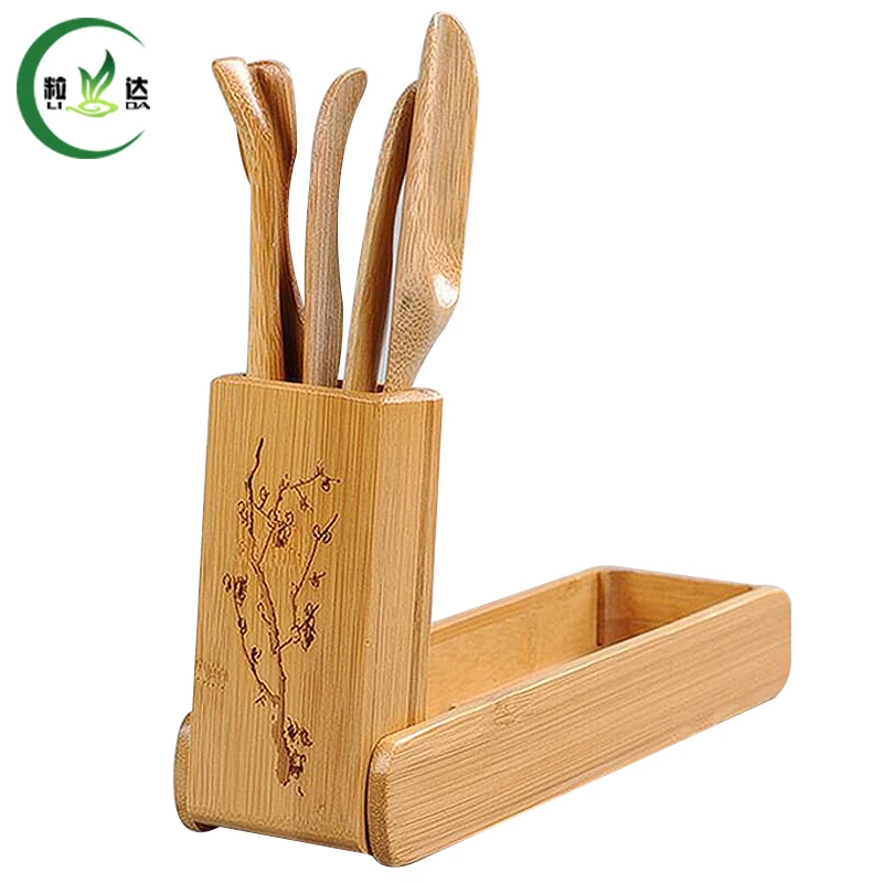 Set /5 Bamboo Tea Set Chinese Foldable Cha Dao Set Gong fu Tea Service