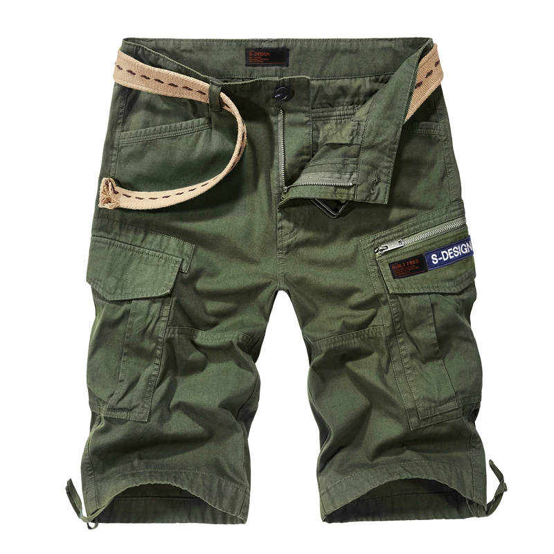 

YIHUAHOO Summer Casual Shorts Men Multi Pockets Military Army Cargo Male Shorts Solid Plus Size Male Cotton Short Pants FL-1677