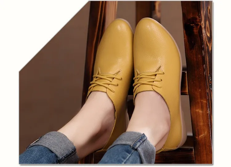 Casual Ballet Shoes Women Soft Genuine Leather Women's Loafers Slip On Woman Flats Shoe Flexible Peas Footwear Large Size 35-41 9