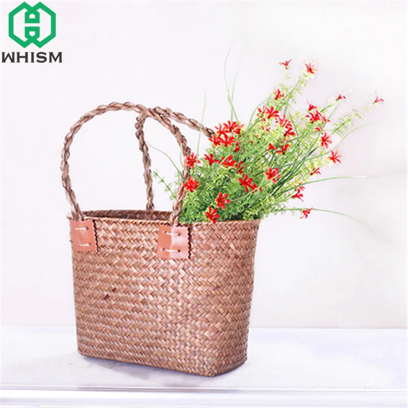 WHISM ручная плетеная корзина из ротанга для хранения цветочный горшок подвесная