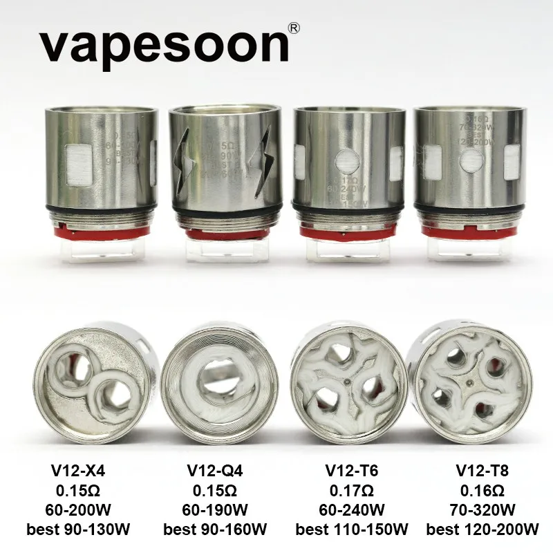 

25pcs TFV12 Coil Head V12-T6 V12-Q4 V12-X4 V12-T8 Core DS Dual Replacement Coil V12 T6 Q4 X4 T8 for SMOK TFV12 Tank Atomizer
