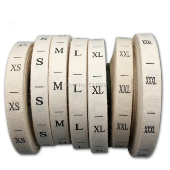 

Free shipping garment cotton size label off-white background black letters size tag/clothing cotton printed label 500pcs/lot