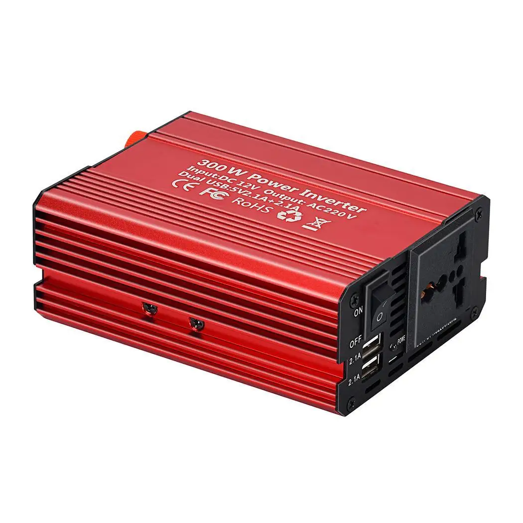 300 W автомобиля Мощность инвертор DC12V до 50/60(Гц) AC110V/220 V Dual USB Автомобильное 90(%) Мощность(Вт) преобразователь 5 V 1A, 2.1A - Цвет: red es