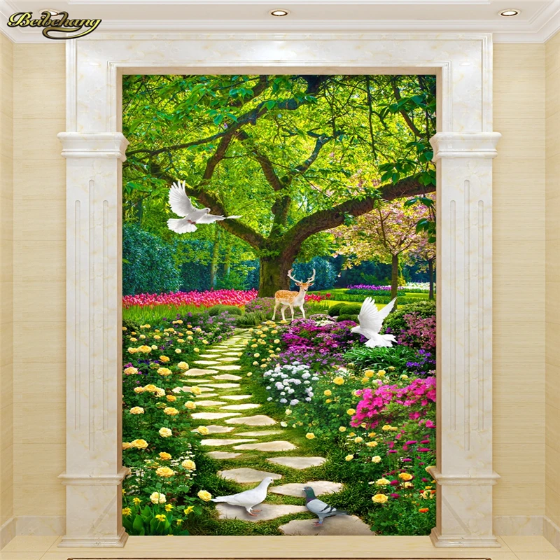 beibehang Custom Photo Wallpaper Mural Wall Sticker Fresh Forest Trail 3D Vision papel de parede