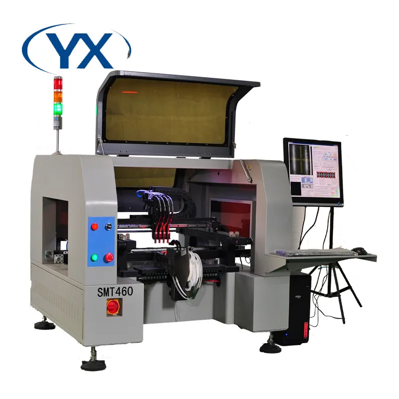 

SMD Components Small SMT Machines Pick and Place Machine SMT460 with Conveyor/RAIL and 6 Cameras+4 Heads
