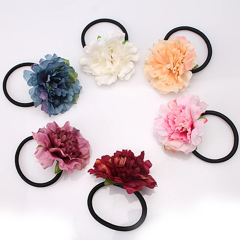 

M MISM Women Elasic Hairbands Flower Ponytail Holder Scrunchy Hair Gum Girls Hair Accessories Flolar Rubber Headband Ornaments