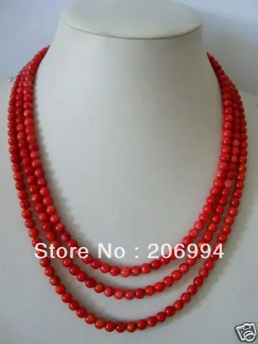Заводская цена новое поступление красивые 3 ряда 5-6 мм Ожерелье из красного коралла модные ювелирные изделия