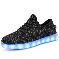 USB зарядка освещенная детская обувь светящиеся кроссовки для девочек ботинки со светодиодами Мальчики светящиеся кроссовки Цветочные
