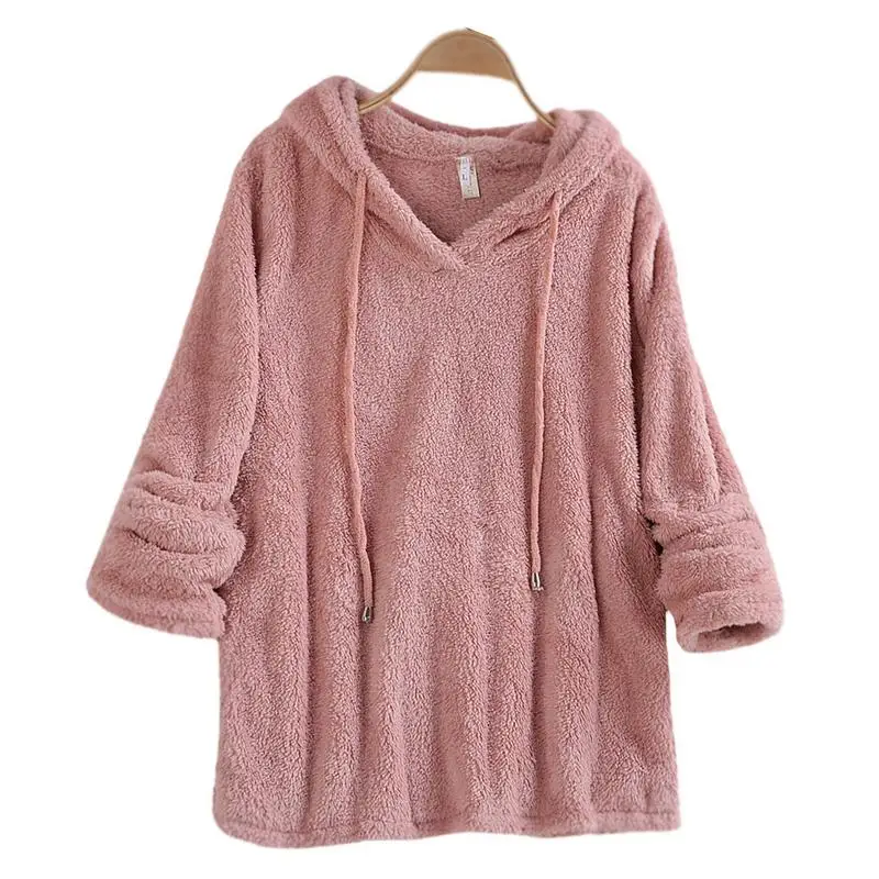 

2018 Autumn Winter Women Solid Color Long Sleeve Hooded Collar Sweaters Loose Casual Knitted Knitwear Ladies